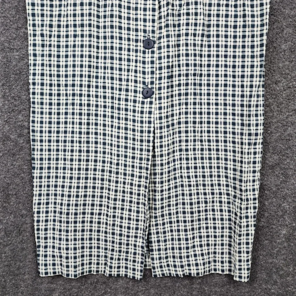 Dawn Joy Dress Womens 7-8 Vintage 4843 Navy Blue Gingham Button Front EUC